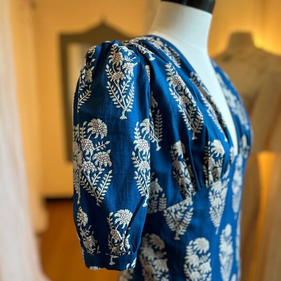 Blue block print summer dress - Picture 2 of 5